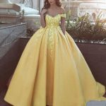 Fashion Yellow 3D Floral Flowers Quinceanera Dresses 2020 Ball .