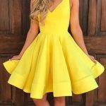 Cute Homecoming Dresses,V Neck Homecoming Dresses,Yellow .