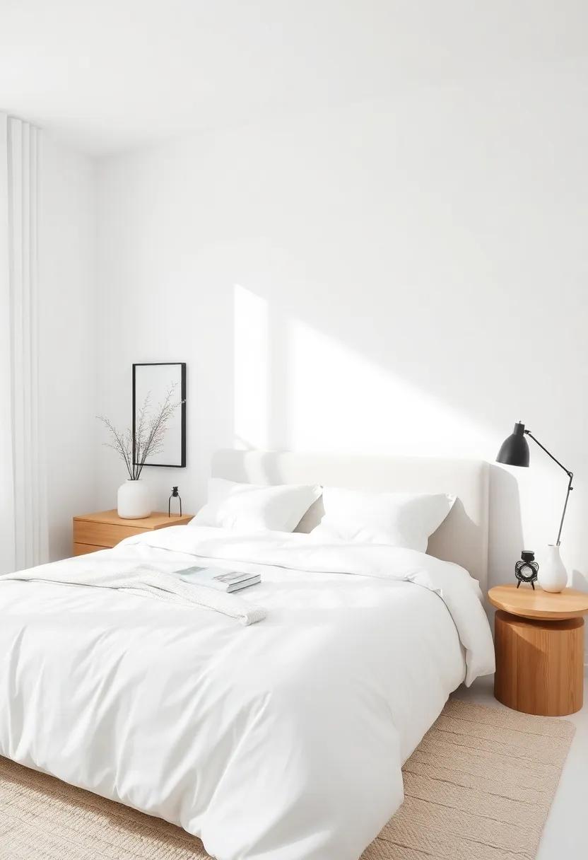 Embrace minimalism with a sleek, ⁣all-white color palette complemented by textured⁢ accents for ‍visual interest