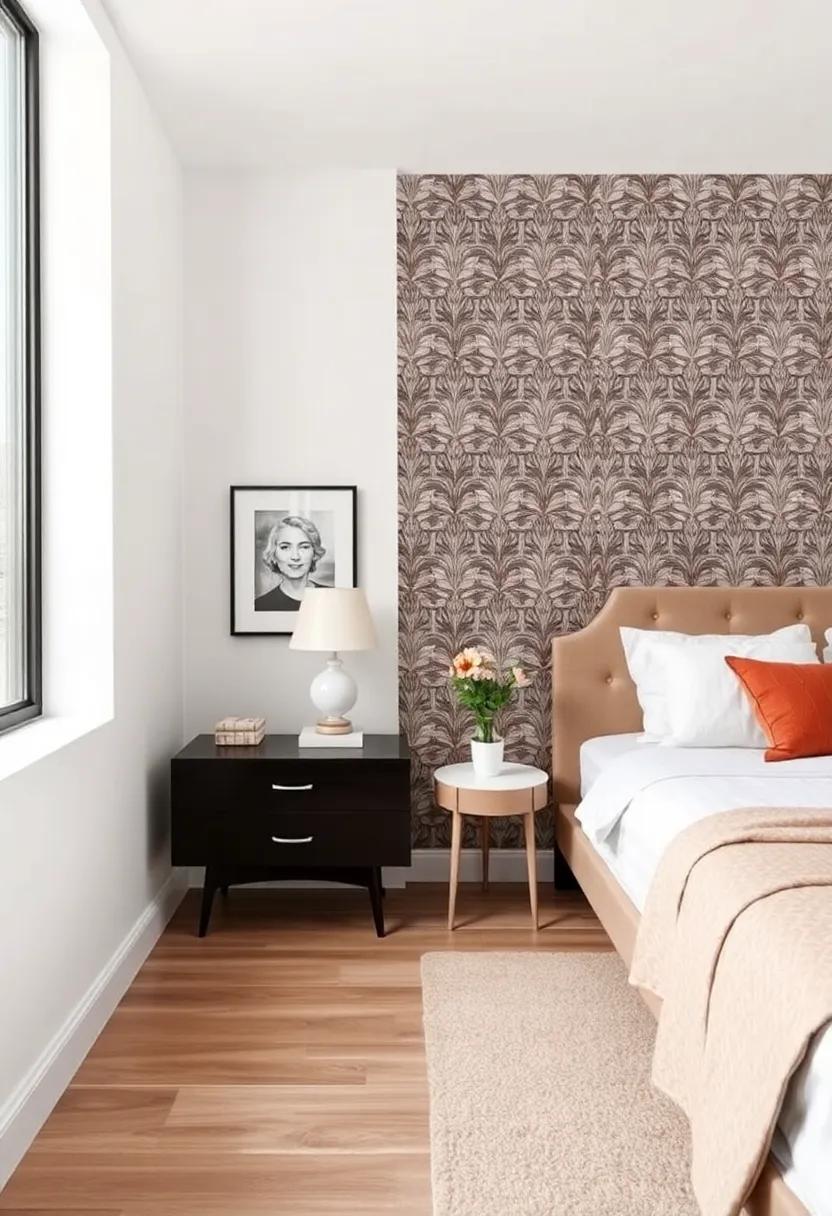 Introduce ⁢a statement wall with bold,‌ patterned wallpaper ⁢to create ​a striking backdrop for your bed