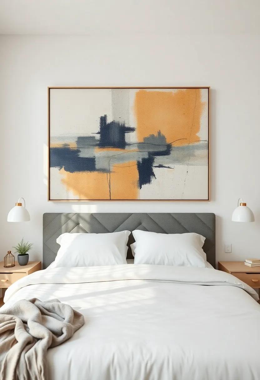 Hang a ‌large, abstract piece of artwork above the bed ⁤to add ⁢drama and personality to the room