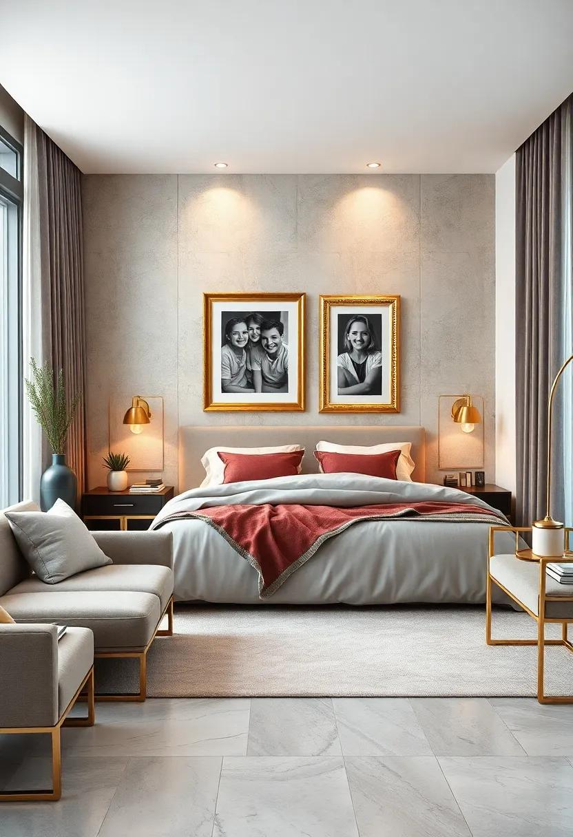 Introduce gilded picture frames to ​showcase your favorite memories while adding a touch​ of sophistication