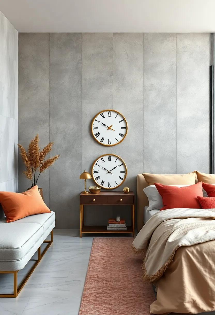 Use a gold-accented clock as both a functional item and a stylish statement piece