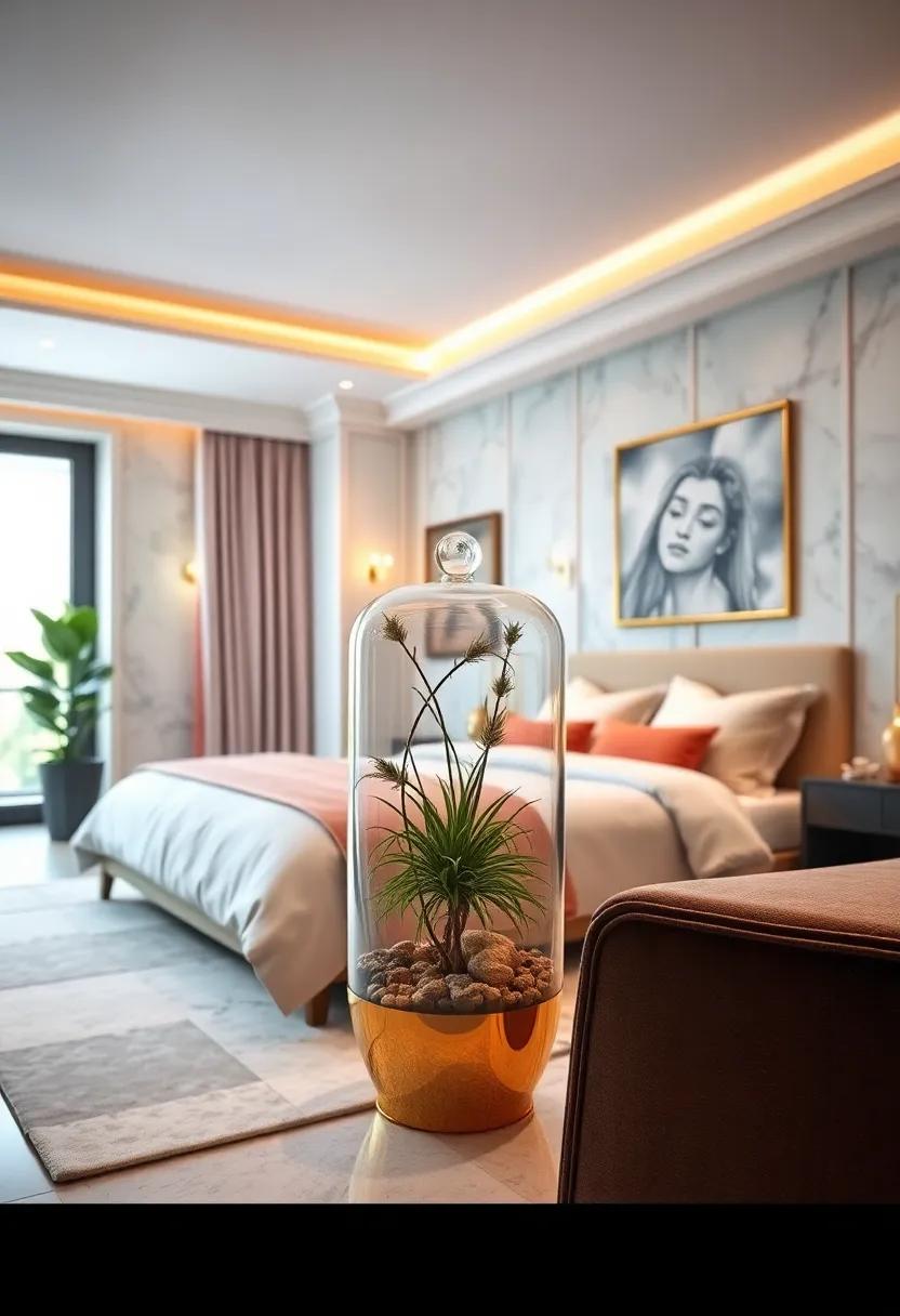 Display a gold-laced terrarium or planter as a​ unique ⁢way to introduce greenery while maintaining sophistication