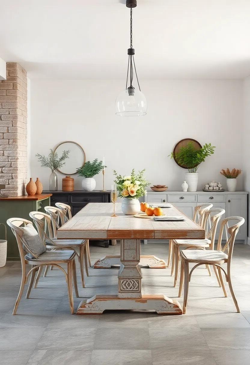 Shabby Chic Revival: Embrace a shabby chic style ⁢with⁢ a distressed dining​ table painted in soft ⁣colors, ⁤adding a romantic and eclectic touch that celebrates imperfection and​ nostalgia