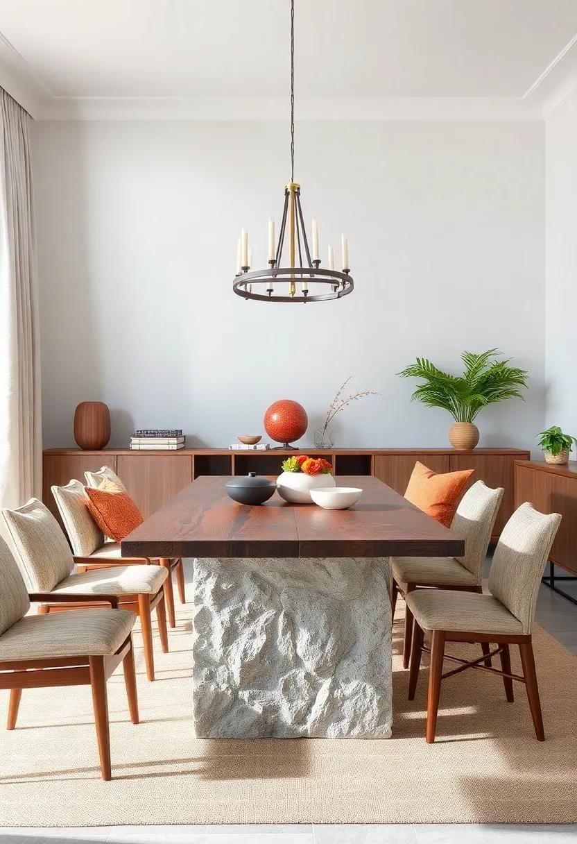 Stone ⁢and Wood⁤ Fusion: Combine a ‍rustic wooden tabletop with stone elements‌ to‍ create a unique ⁢dining table. This blend of materials adds texture and character, making ⁤a stunning‌ focal point