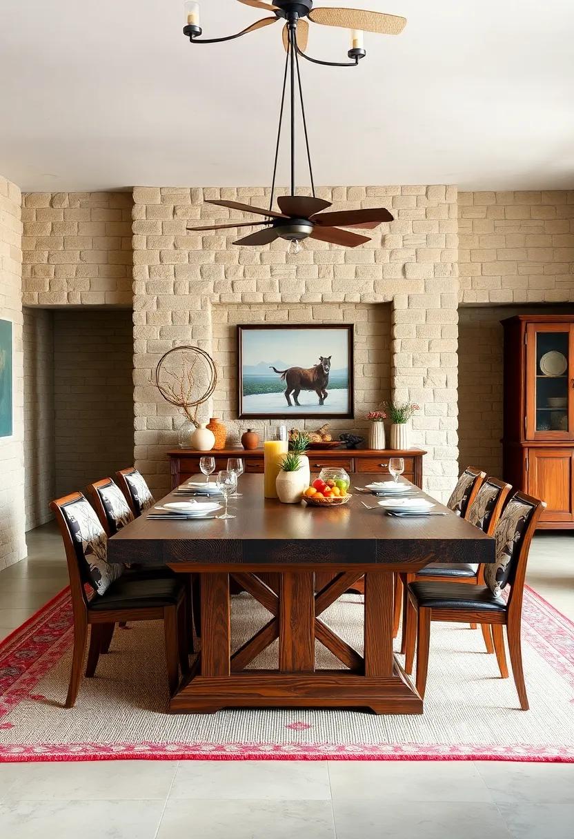 Texan Ranch style:⁣ Create a hearty southern atmosphere with a ‍sturdy, oversized dining table⁢ featuring a rich stain. Perfect for barbecue ⁣nights or ⁣hearty ​family feasts,​ it exudes warmth and‍ comfort