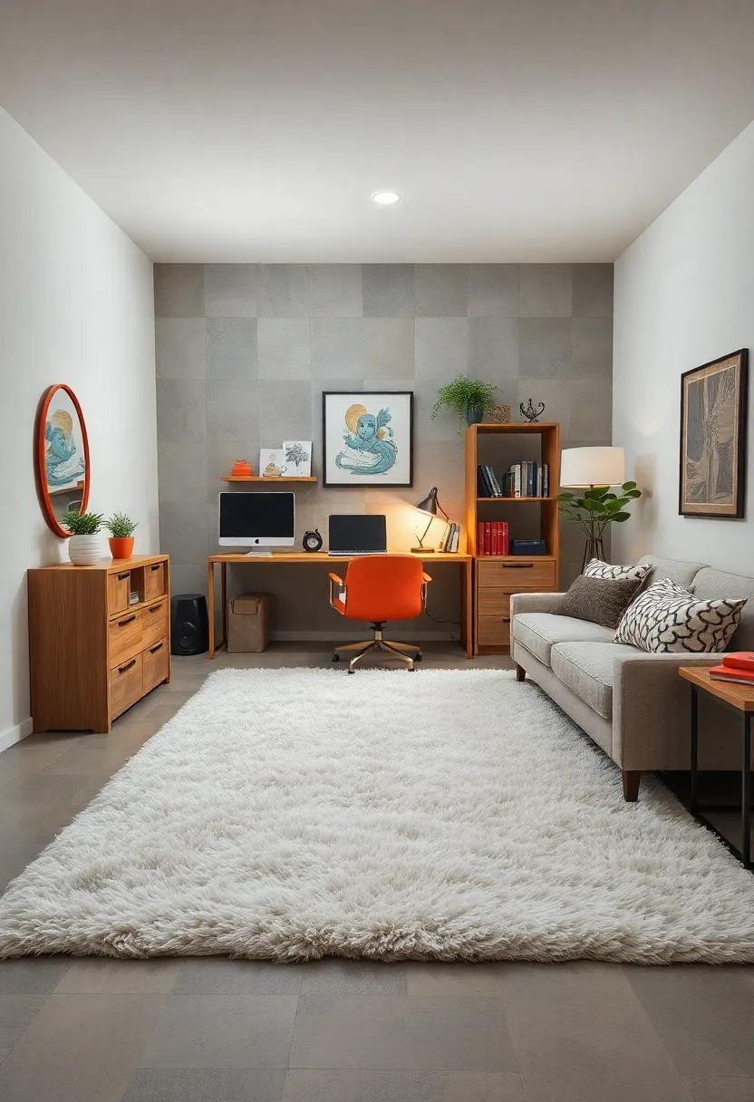 Use a ⁣fluffy, oversized ⁤rug in front of ⁤a desk to provide ⁣comfort while studying⁣ or⁢ doing homework