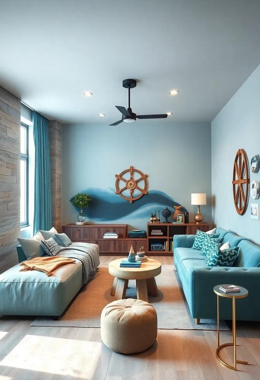 Embrace Ocean Vibes:⁢ Incorporate nautical-themed decor like ship‍ wheels and wave patterns to enhance the aqua tone in the room