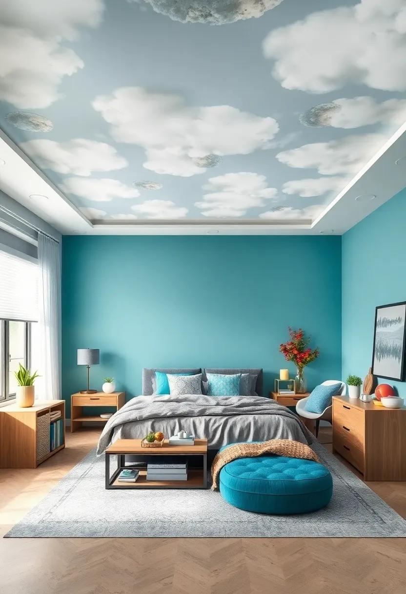 Fun Ceiling Effects: Paint the ceiling in a light aqua color or add a cloud mural ⁤to give the illusion of a spacious sky above