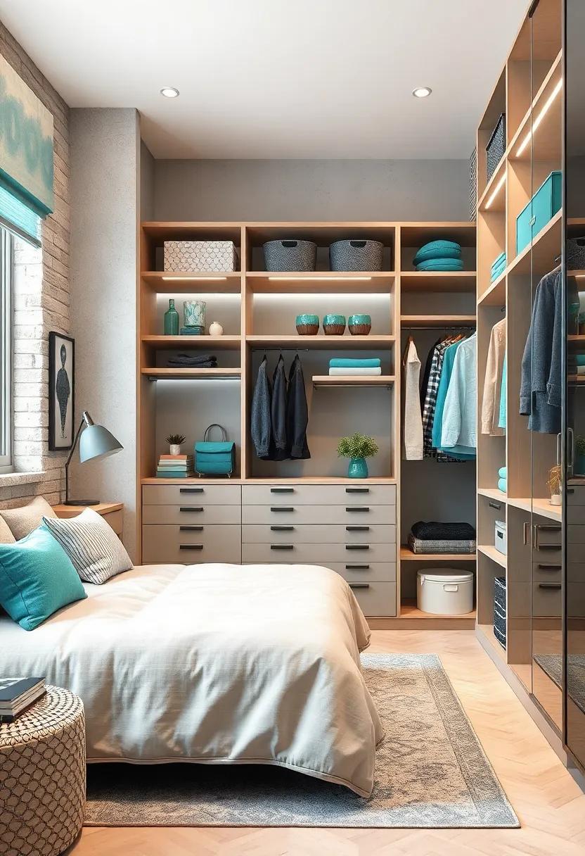 Custom Closet Solutions: Invest in a closet⁢ organizer that features aqua accents to maintain a tidy and stylish storage space