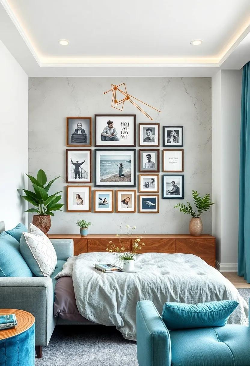 Personal Gallery: Frame and hang a collection of‌ personal photos or artwork with aqua and grey frames to ‌create a curated display