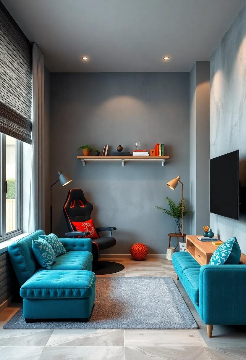 Gaming Zone: Integrate a comfortable gaming chair⁢ and a wall-mounted shelf for consoles to create​ an exciting gaming corner⁤ without​ sacrificing style