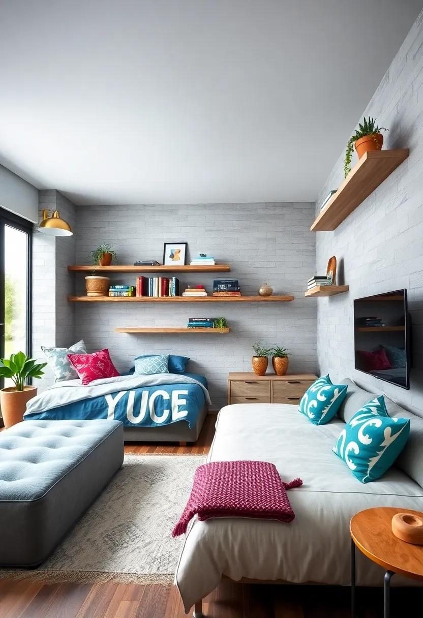 Floating Shelves: Install floating ⁢shelves to display books, trophies, or decor items, adding‍ dimension while keeping the floor space clear