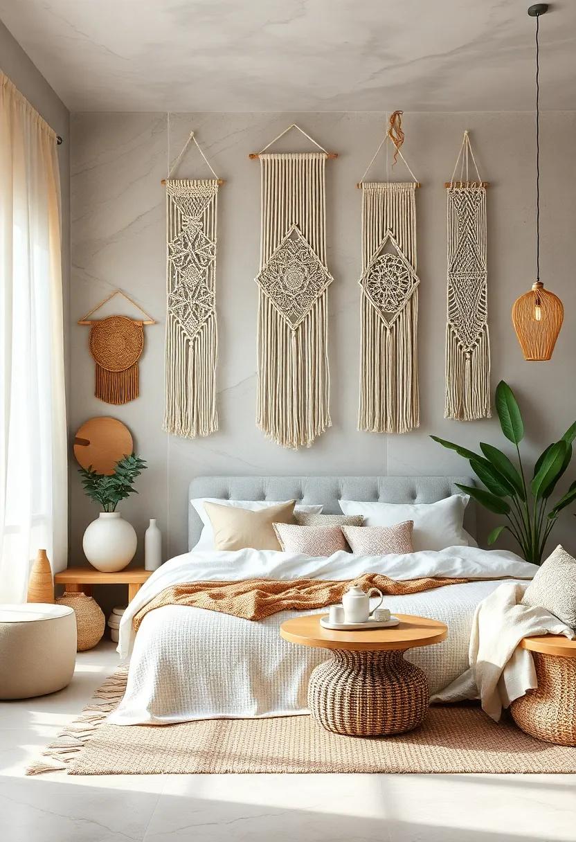 Natural Color Palette: Choose​ macrame hangings in neutral tones like cream, ​beige, and soft brown to harmonize with your earthy, bohemian aesthetic