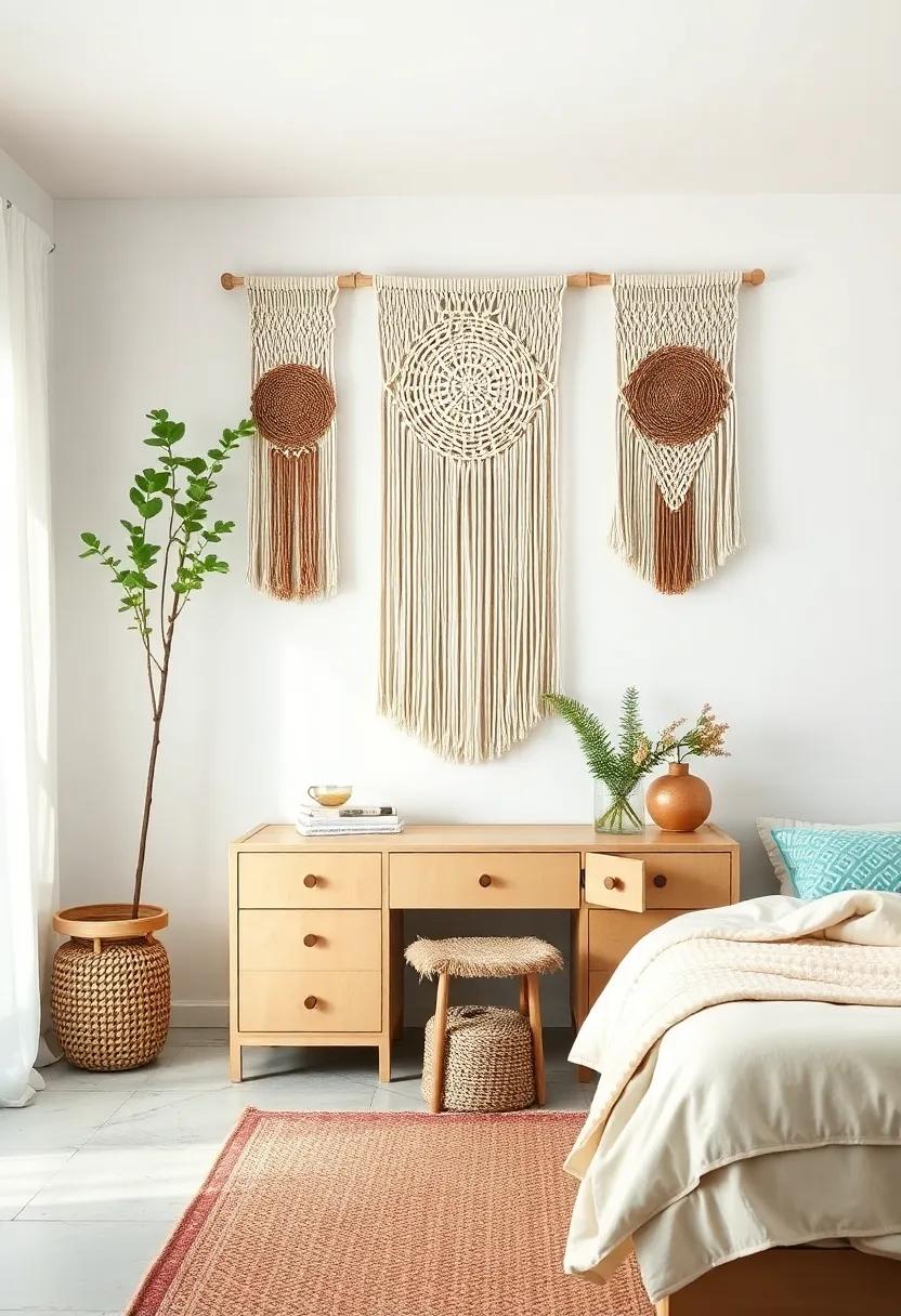 Textured Backdrops: Use macrame‌ as a backdrop for a ​dresser or vanity, enhancing⁣ this space with boho flair and⁤ visual intrigue