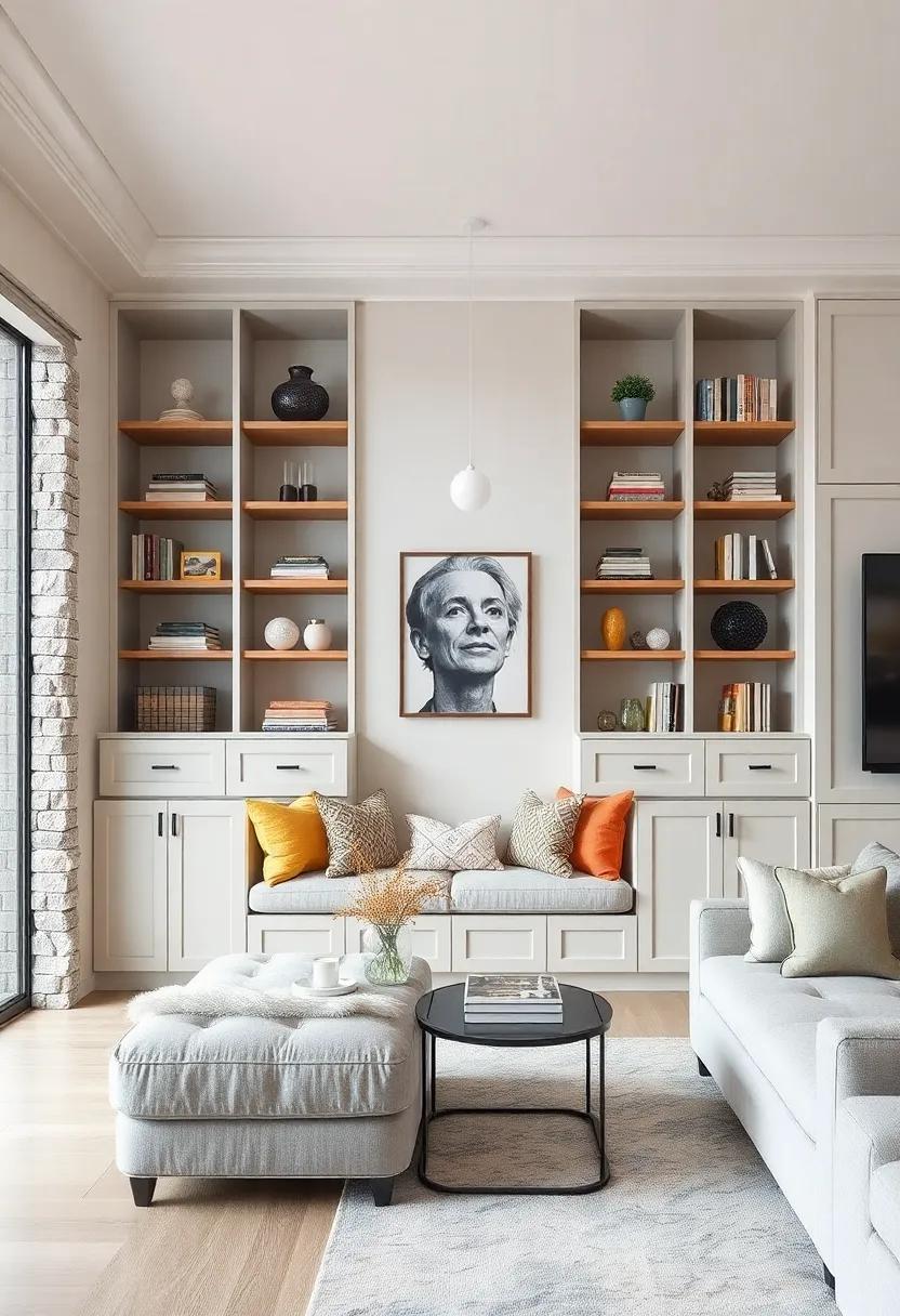 Cozy Reading Nook: Transform a⁣ corner of your living room⁢ into a‌ literary retreat⁣ with built-in​ shelves that create a snug reading nook, complete with cushioned ⁤seating