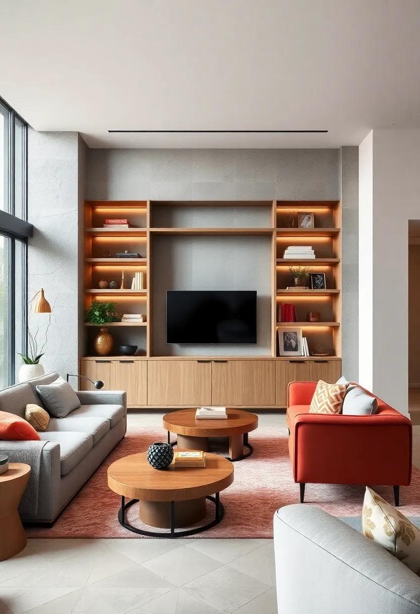 Playful ⁢Shapes: Consider whimsical built-in designs that use unique shapes and levels, ‍adding character and a⁣ sense of fun to ⁣your living room