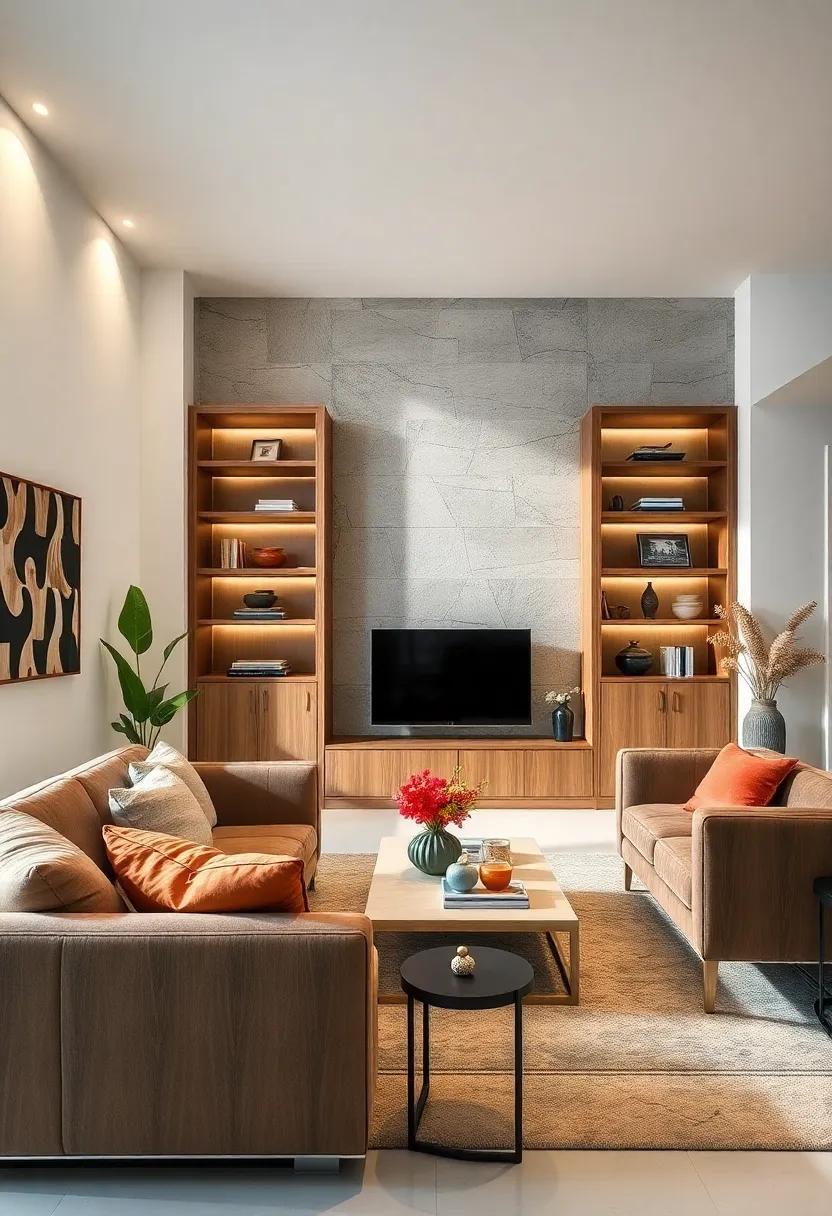 Bright and Airy:‌ Lighten up your living room with built-in shelving designed with glass doors ⁤and open spaces that create⁢ an⁢ airy and unobtrusive‍ look