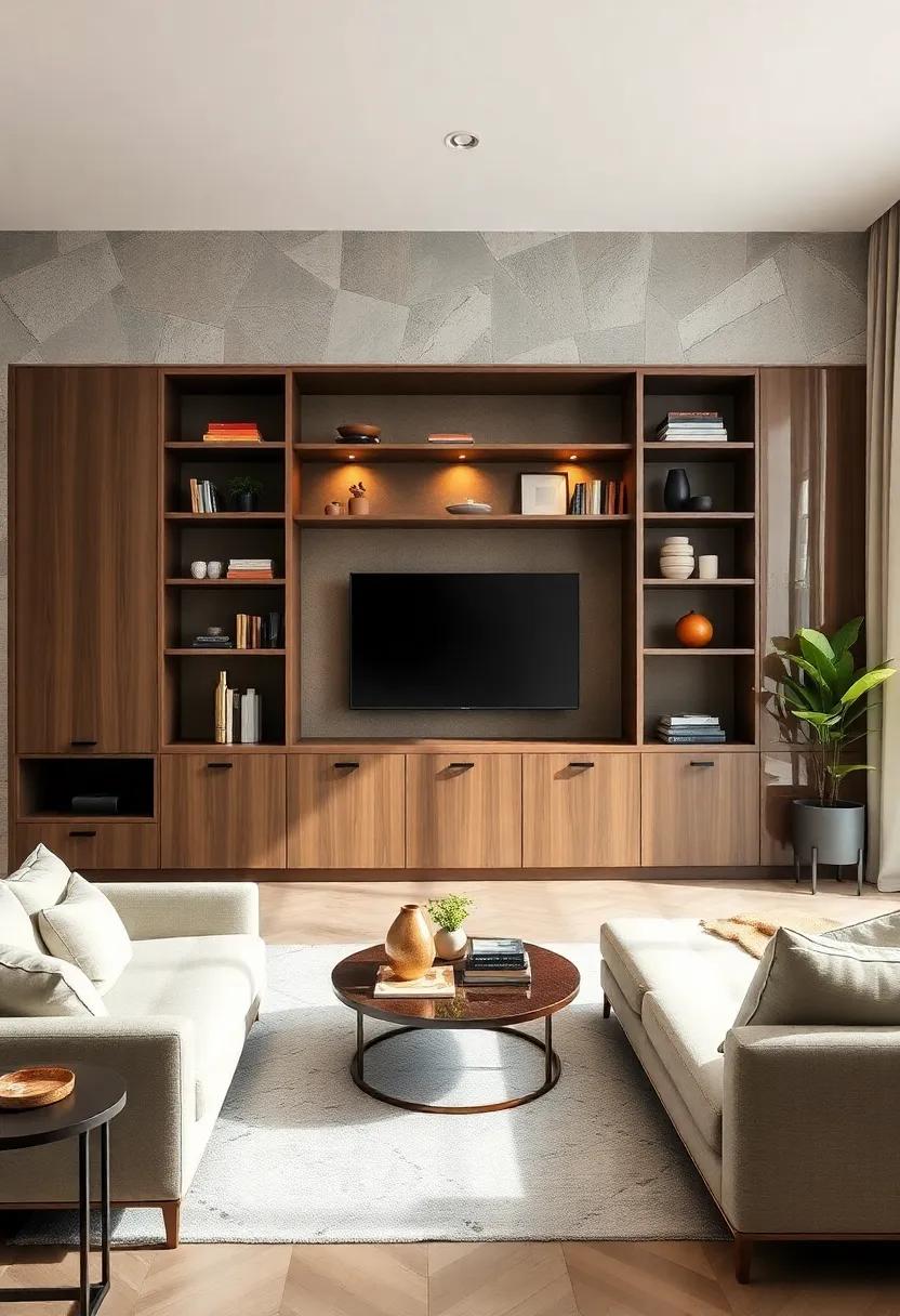 Statement⁢ Pieces: Choose​ bold, oversized built-in cabinets that command‌ attention and ‍provide ample storage, making your living room feel both ‌refined and functional