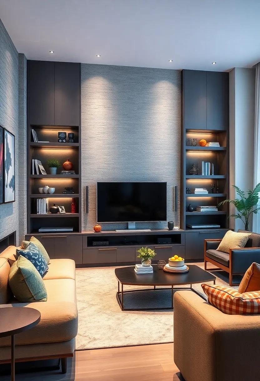 Hidden technology: Conceal your electronics ⁢stylishly ⁢with built-in cabinets ⁣that⁤ maintain a clean ⁣look while keeping cords and devices neatly out of sight