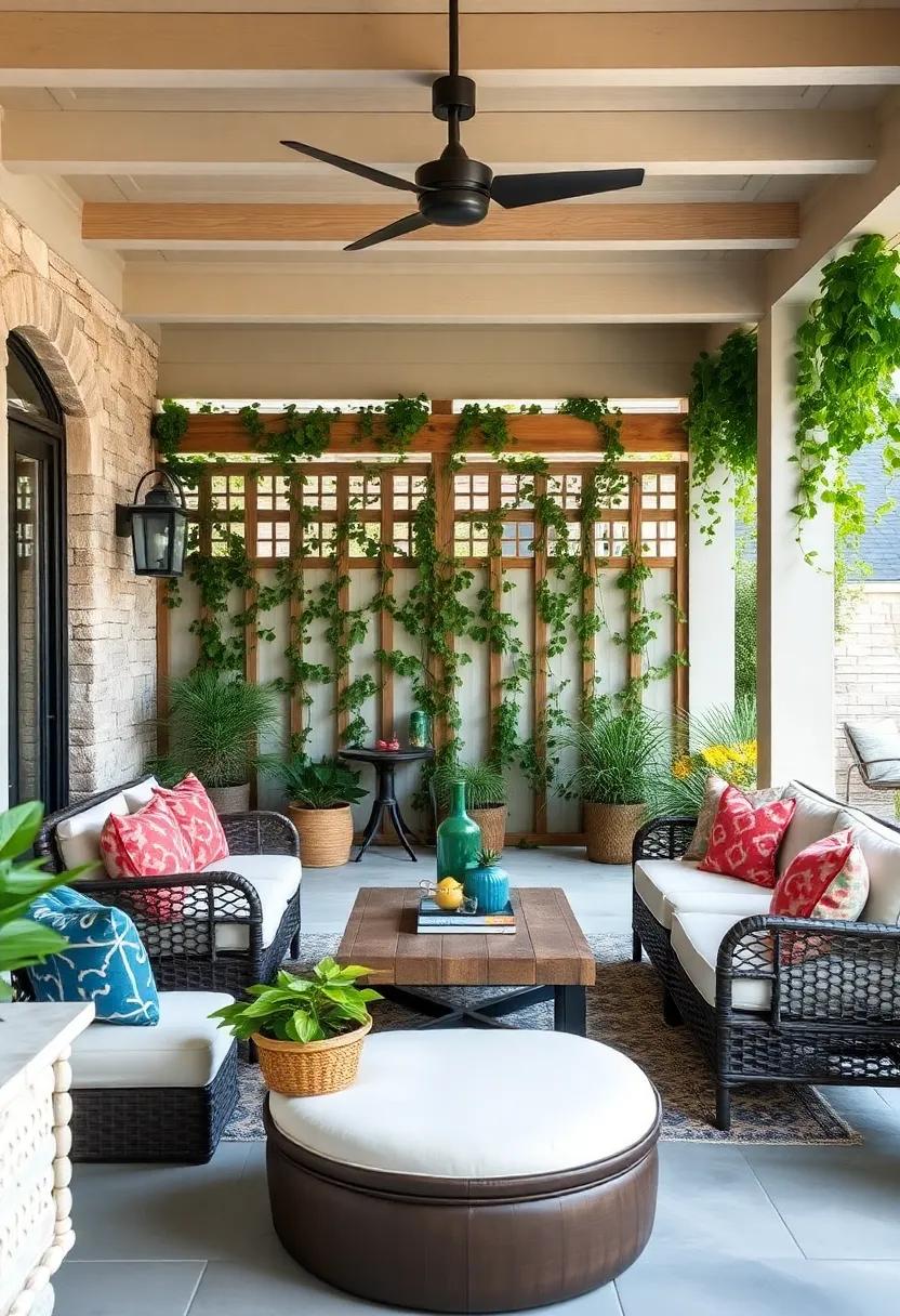 Privacy with Style:⁤ Create privacy screens made of trellises adorned with climbing vines for a serene retreat atmosphere