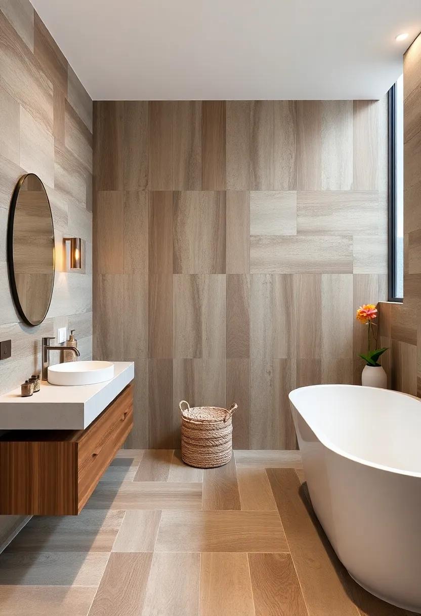 Nature-Inspired Textures: Explore ⁢tiles that mimic natural elements⁢ like wood and‌ stone, creating a serene ‌spa-like ‌atmosphere right at‍ home