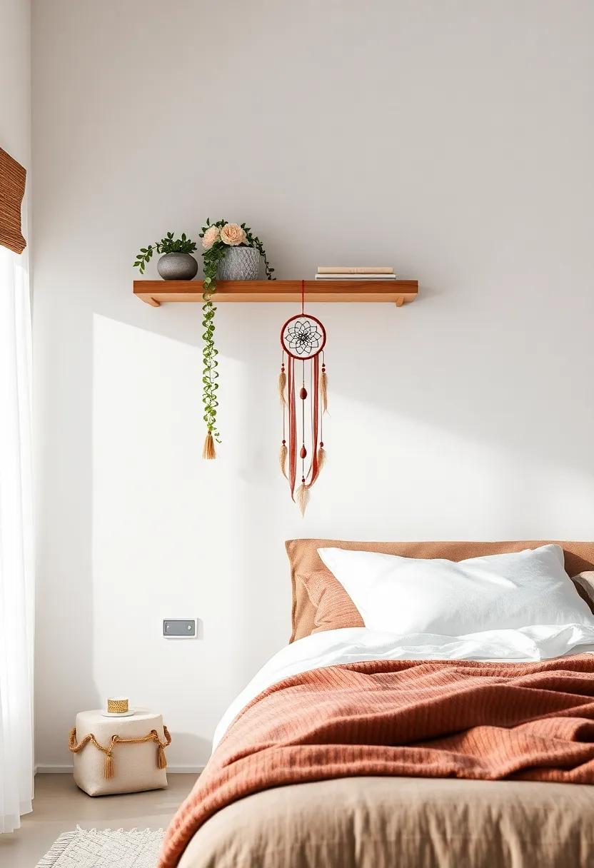 Ethereal Dreamcatchers:‍ Hang a pretty dreamcatcher from a ​floating shelf, intertwining decorative and cultural elements‌ into your bedroom’s design