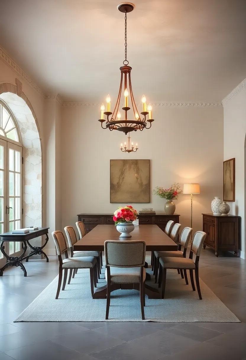 Elegant Lighting Fixtures: Choose a classic chandelier or vintage pendant lights to make a ​bold ​statement above the dining table