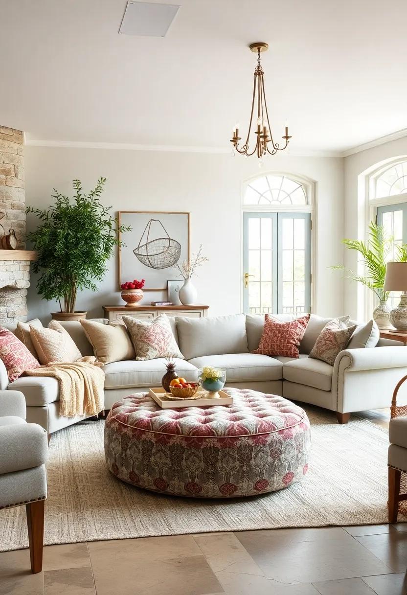 Patterned Velvet Ottoman: Finish off your‌ cozy French retreat​ with a‌ patterned velvet ottoman, perfect for comfortable seating​ or a decorative accent