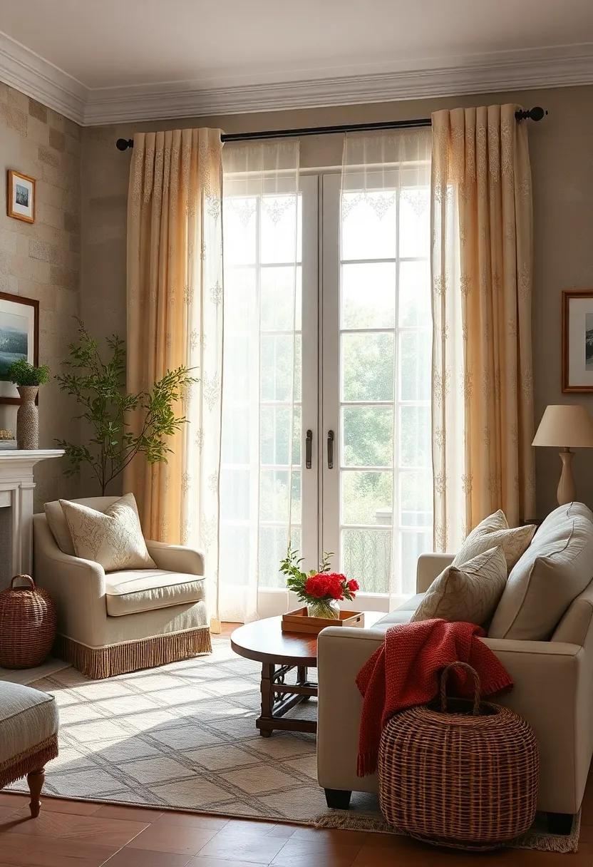 Vintage lace Curtains: Let in​ softness ​and light with delicate lace curtains, beautiful yet understated for any window
