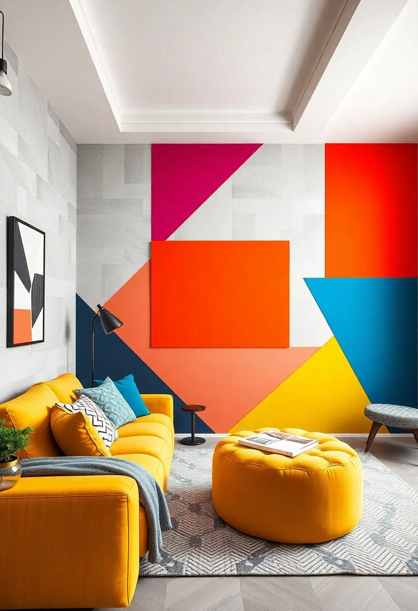 Bold Color Blocks: ‌Integrate bright colors in large geometric shapes to energize the room and reflect‍ a​ lively personality