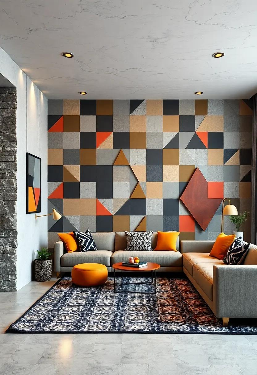 Interactive Wall: Design ⁢an interactive wall space using geometric patterns‌ and ‌textures that encourage creativity ​and engagement