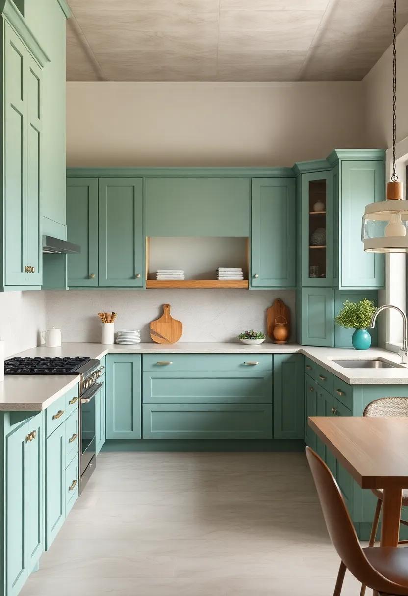 Coastal Inspiration: Capture the essence of⁢ coastal living with seafoam green cabinets,paired with sandy⁣ beige countertops for a ‌refreshing vibe