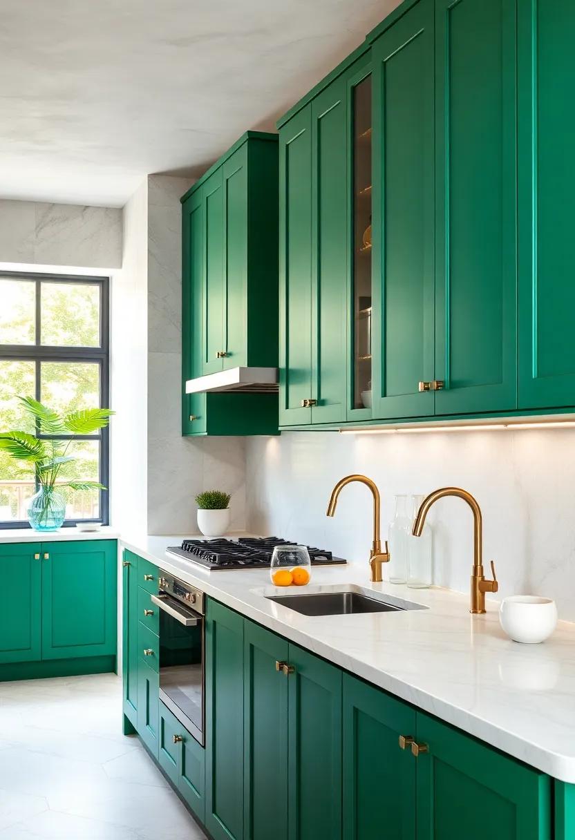 Geometric Features: Use⁢ green cabinets adorned⁢ with sleek geometric handles or inlays to bring a modern architectural flair to your kitchen
