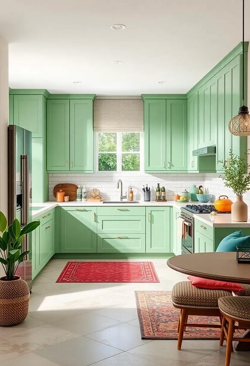 Light and Airy Greens: Choose pale green cabinets to create an ⁣expansive feel, especially in smaller kitchens, accompanied by ‍natural light inflow