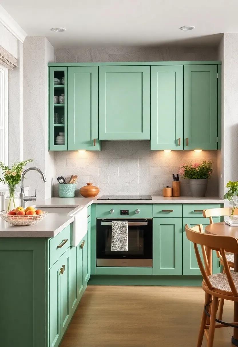 Minty fresh Vibes: Incorporate mint green cabinets for a playful yet chic look, perfect for a ⁤bright and cheerful kitchen ambiance