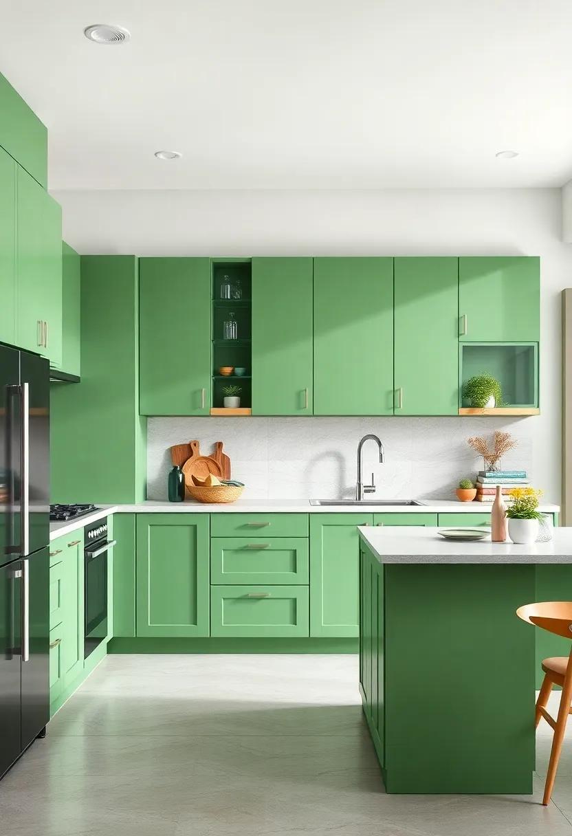 Monochromatic Magic: Achieve a cohesive look by using varying shades of green throughout your kitchen, from the cabinets to the backsplash, for a seamless ⁢aesthetic