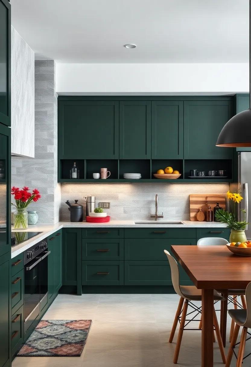 Urban⁤ Chic with Dark Green: Create an urban-inspired kitchen with deep,charcoal-infused green cabinets,perfect for modern lofts and contemporary homes
