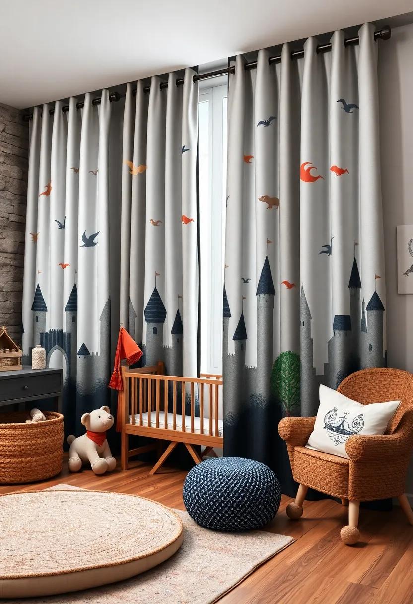 Magical Kingdom​ Curtains: Hang⁢ curtains ‌decorated⁤ with castles and magical creatures, ⁢subtly immersing the room in a world of fantasy