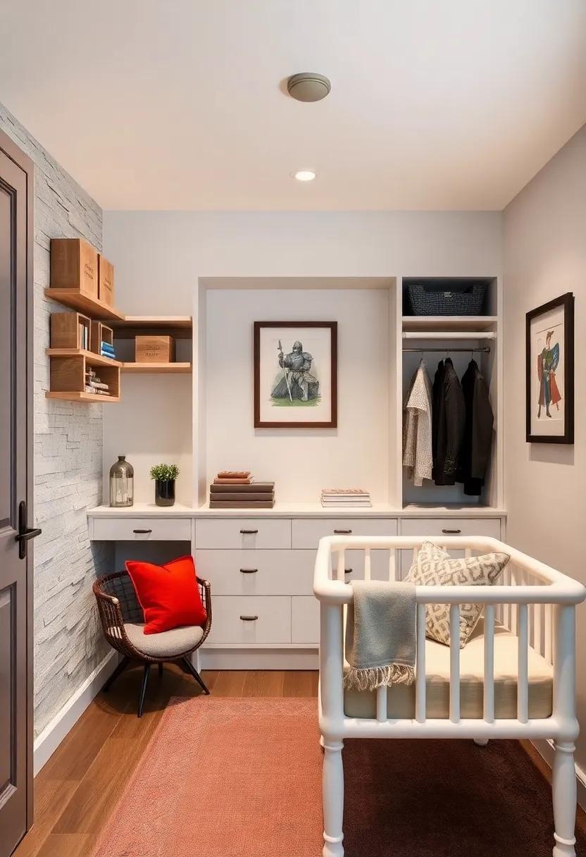 Storybook-Inspired Closet: Design the closet with storybook handles and knight-themed art,‍ making daily routines feel like part of a grand story