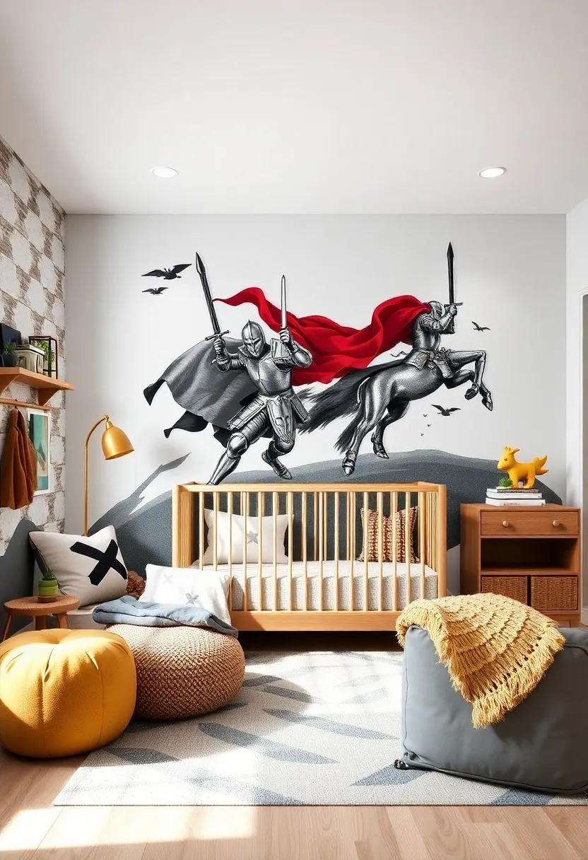 Thrilling Adventure Wall Stickers: Choose adventure-themed ‍wall stickers that depict‍ knights ⁤in action-filled​ poses, embarking on quests across the room