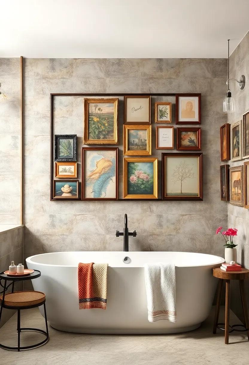 Vintage Frames Collection: Collect an array‌ of vintage frames​ and fill ⁢them with mixed ⁤media ⁣art for ‍a ⁢curated, eclectic bathroom⁢ gallery