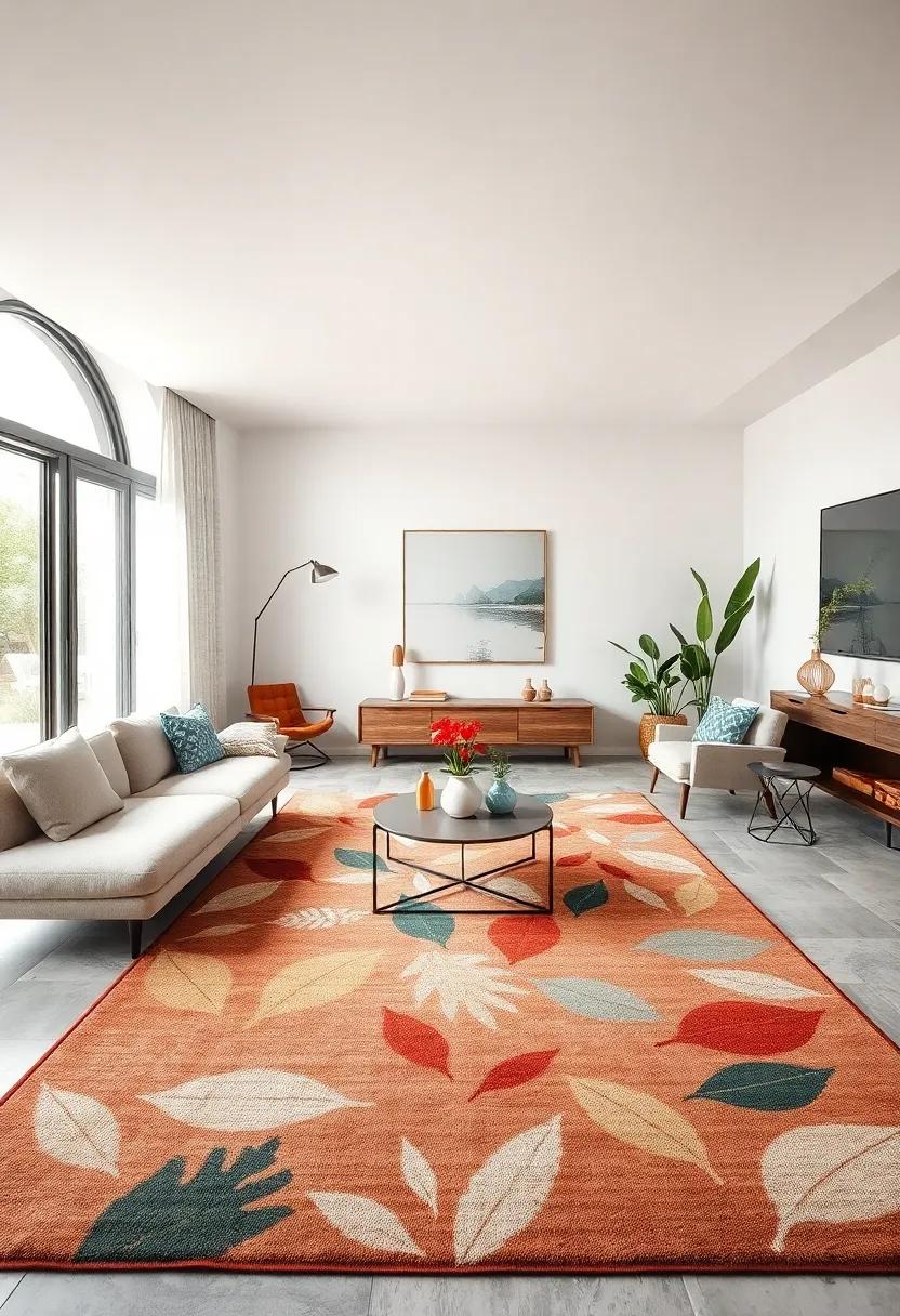 Nature-Inspired ⁤Patterns: A rug ​decorated with ⁢leaf and ‍floral motifs that nod⁢ to the ​naturalist⁢ influences ‌of mid-century design, enhancing ⁣organic⁤ elements in your ‌living space
