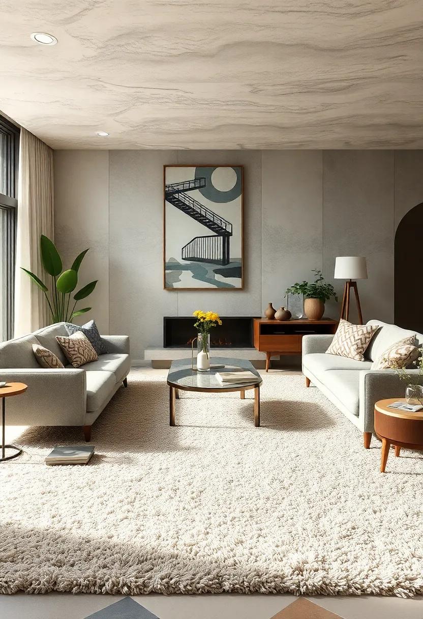 Textured Elegance: A plush shag rug that adds depth and ​warmth,encouraging ‍a ⁤cozy ⁤atmosphere while maintaining the sleek lines characteristic of mid-century modern style