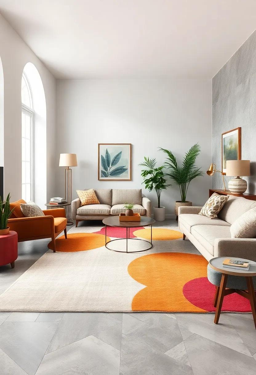 Retro Color Combinations: A‍ rug‌ that combines unexpected color combinations reminiscent of mid-century palettes, ‍encouraging‍ playful decor while remaining stylishly sophisticated