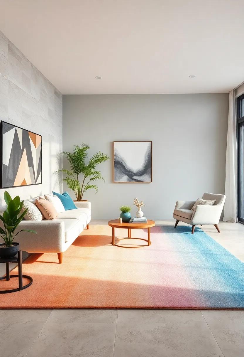 Colorful Gradients: A rug that shifts ‌in color⁣ from soft creams to ⁤deep blues, ⁤creating ⁤a stunning ombre effect​ that​ adds both ​depth and ⁣sophistication to your space