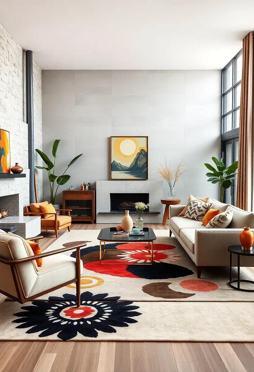 Statement ⁤Motifs: A rug with bold motifs that ⁣capture attention and reflect personal style, making ​it⁢ a perfect centerpiece in ⁣a ⁣beautifully curated mid-century ⁤living room