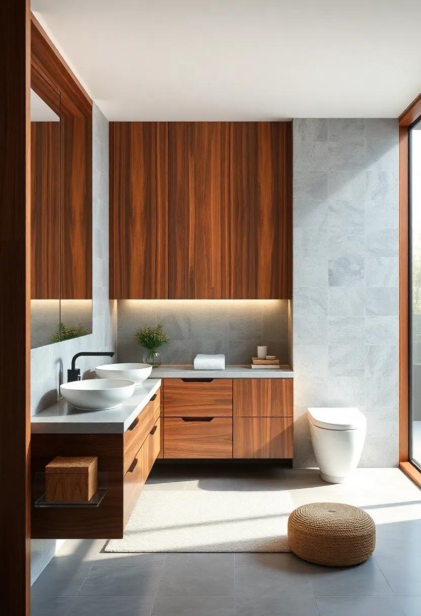 Embrace Minimalism: opt for sleek⁣ wood cabinetry to create a clean ⁣and modern aesthetic in your bathroom