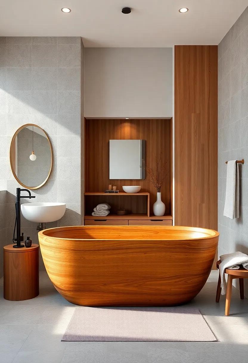 Modern Bathtubs:‍ choose a freestanding wooden tub or a wood-lined soaking tub for an ultra-luxurious centerpiece